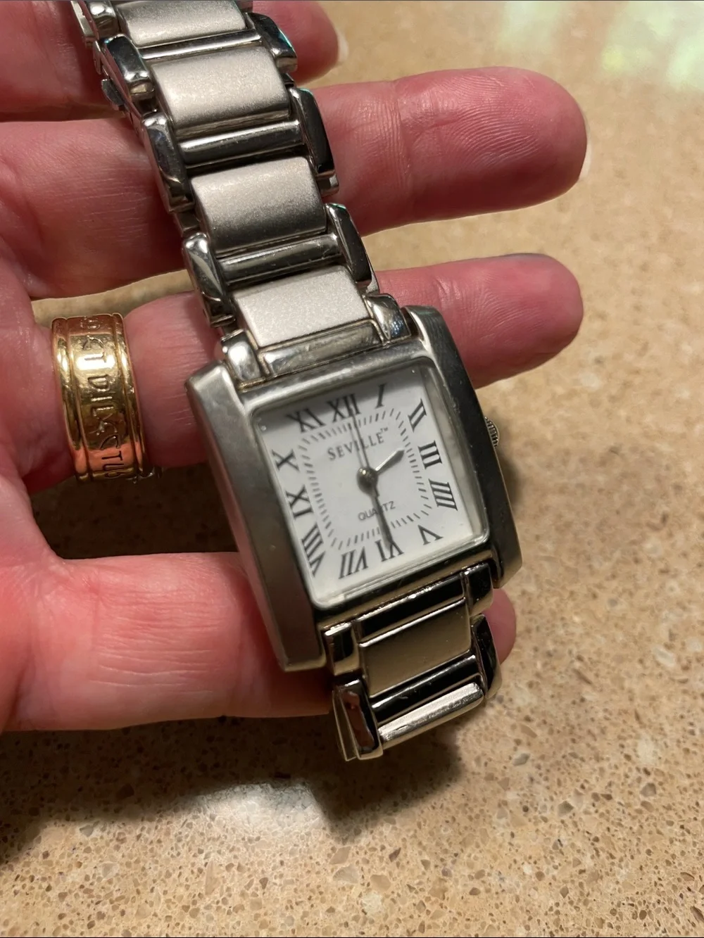 Women's Silver-Tone Rectangular Bracelet Watch